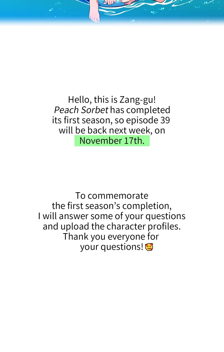 Peach Sorbet Chapter 38.5 - Season 1 Creator's Note image 1
