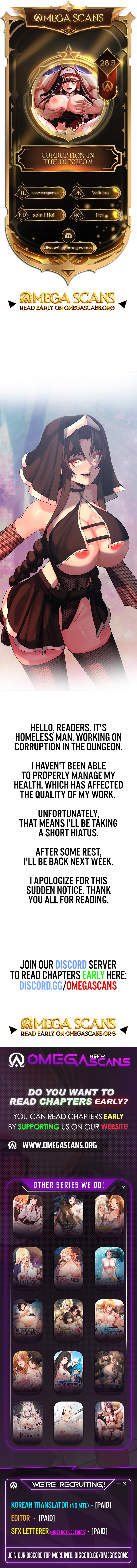 Corruption In The Dungeon Chapter 28.5 - Hiatus Notice image 0