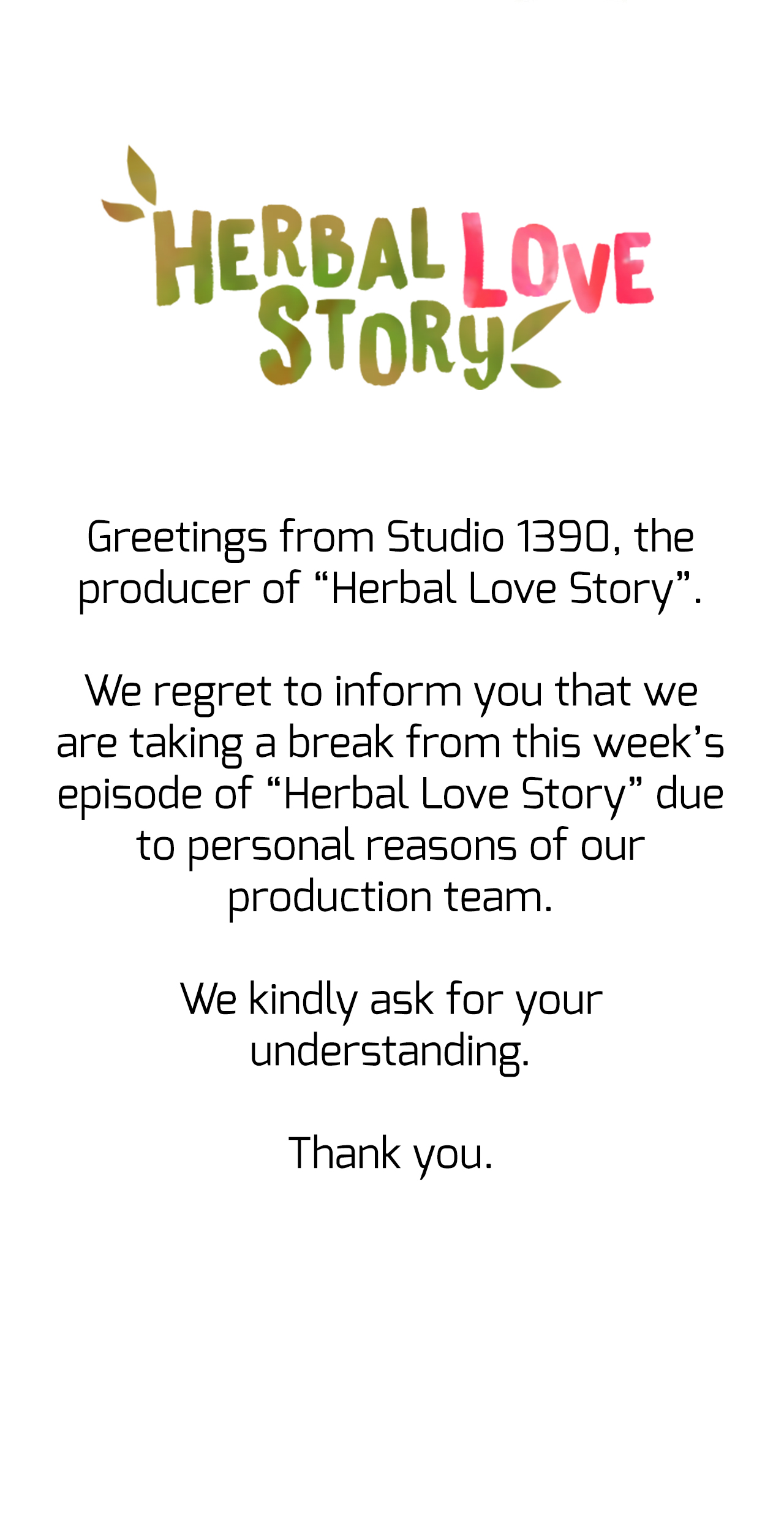 Herbal Love Story Chapter 19.5 - Hiatus Notice image 0