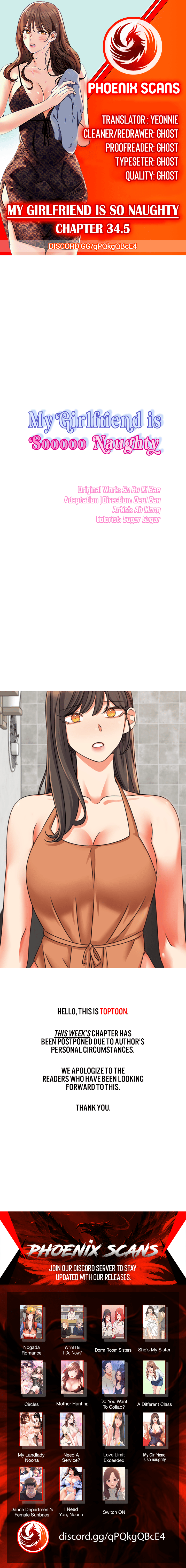 My Girlfriend is so Naughty Chapter 34.5 - Hiatus Notice image 0